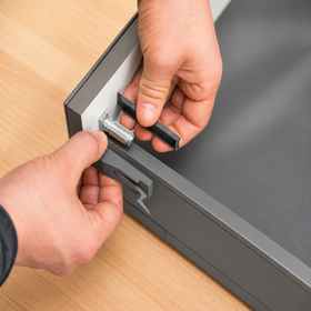 Blum CABLOXX Front Locking Bracket. Silk White One per drawer by W&B
