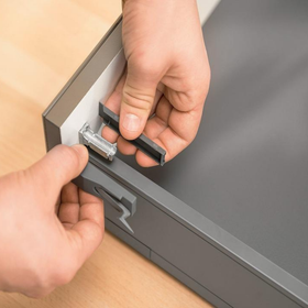 Blum CABLOXX Front Locking Bracket. Terra Black One per drawer by W&B