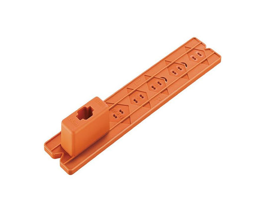 Blum CABLOXX positioning template for Tandembox 65 front locking bracket installation tool, high‑visibility nylon marking jig by Wilson and Bradley