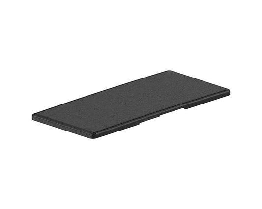 Blum CLIP Top BLUMOTION hinge BOSS cover cap in plain onyx black, designed to protect and finish cabinet hinge mechanism