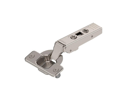 Blum 75T1580 CLIP Top 107° full overlay hinge with knock‑in boss, nickel‑plated concealed cabinet hinge hardware