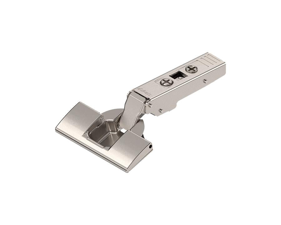 Blum 75T1590B CLIP top 107° full overlay standard cabinet hinge with INSERTA boss, nickel‑plated concealed hinge hardware