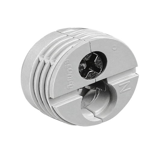 Blum white cam fitting cabinet connector with nylon housing and zinc-plated cam for furniture assembly