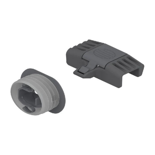 Blum MERIVOBOX/LEGRABOX inner drawer catch trigger in Orion Grey ZI7-0M07-1, latch mechanism for secure drawer engagement in kitchen and cabinetry systems 