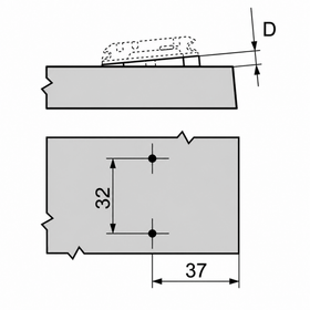 Blum Angled Spacer, Cruciform, -5 Degrees, Screw-On Version, Spacer Thickness: 6mm by W&B