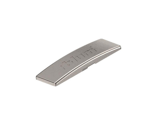 Blum 70‑1504 hinge cover caps for CLIP Top cabinet hinges, nickel‑plated steel with Blum logo stamped, press‑on installation