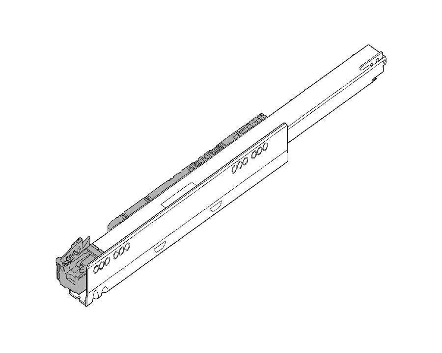 Right-hand Blum LEGRABOX 500 mm cabinet runner with integrated BLUMOTION S soft-close, 40 kg load, zinc-plated steel, industrial pack of 12