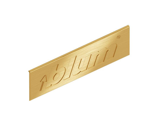 In‑mould gold nylon external cover cap for Blum LEGRABOX drawer, with metallic gold Blum logo
