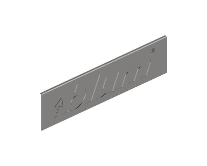 In‑mould brushed silver nylon external LEGRABOX cover cap with metallic silver Blum logo
