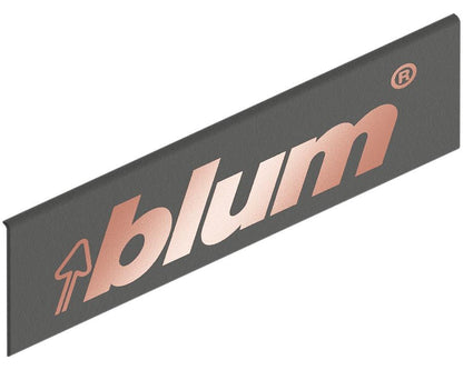 Orion grey nylon external LEGRABOX cover cap with metallic copper‑print Blum logo