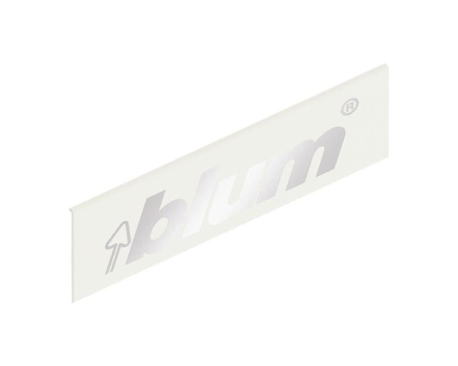 Silk white nylon LEGRABOX external cover cap with metallic silver Blum logo