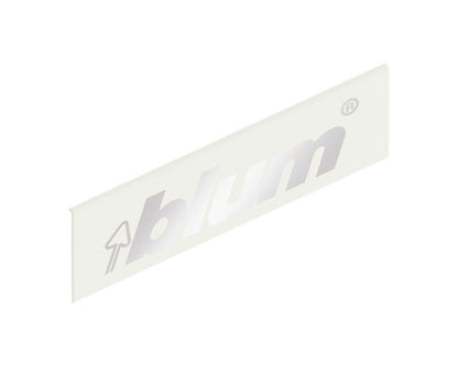 Silk white nylon LEGRABOX external cover cap with metallic silver Blum logo