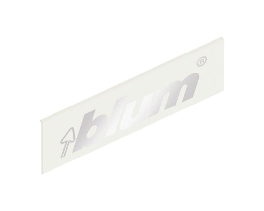 Silk white nylon LEGRABOX external cover cap with metallic silver Blum logo