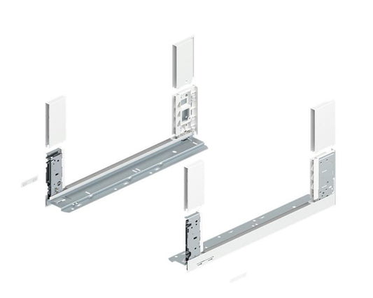 Blum LEGRABOX free drawer side C‑height 450 mm in silk white, slim steel profile, 40 kg load capacity 