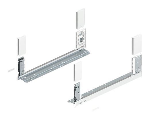 Blum LEGRABOX free drawer side C‑height 500 mm in silk white, slim steel profile, full‑extension, 40 kg dynamic capacity