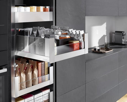 Blum LEGRABOX free drawer side, C-height 550 mm, silk white steel, full‑extension design, 40 kg dynamic load