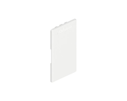 Silk-white internal LEGRABOX cover cap with indented Blum logo, press-on nylon (ZA7-5700)