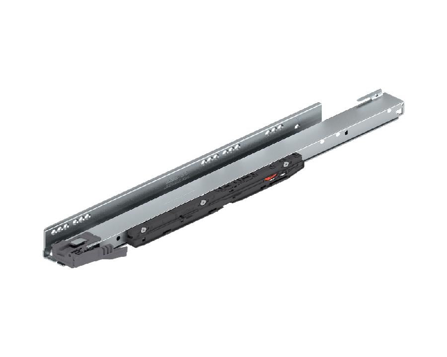 Left-hand Blum LEGRABOX 500 mm carcase runner, 70 kg load capacity, zinc-plated steel with integrated BLUMOTION S soft-close