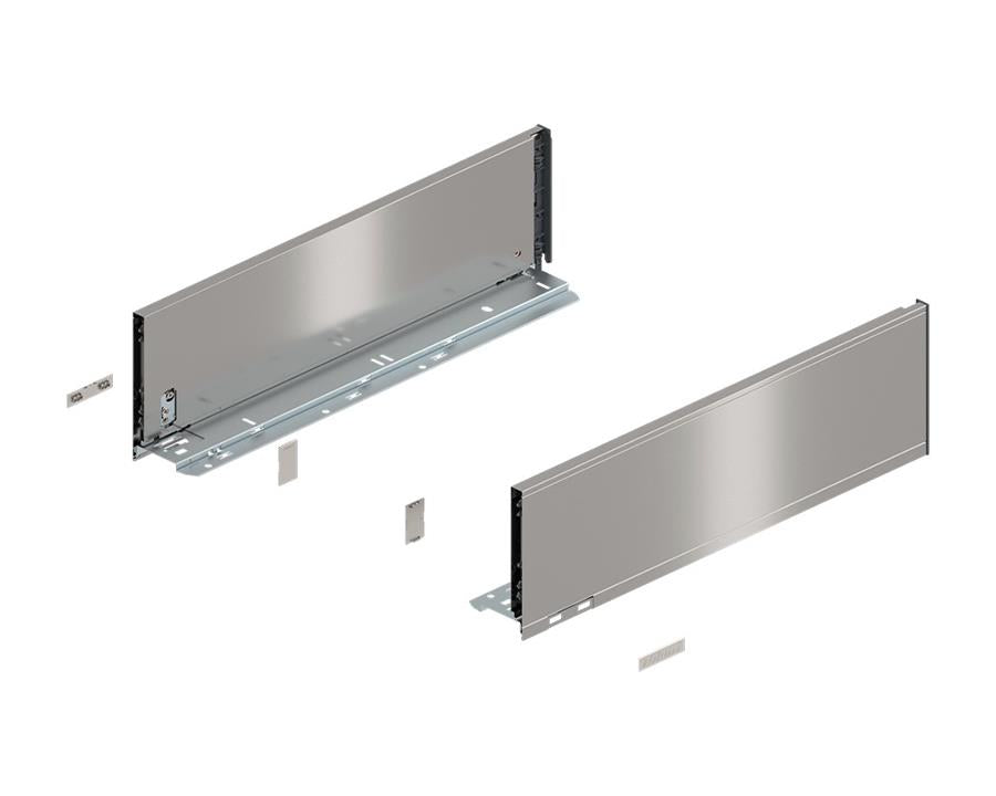 Blum LEGRABOX Pure 450 mm stainless steel drawer side, C‑height 177 mm, anti‑fingerprint full‑extension drawer hardware for kitchens and cabinetry