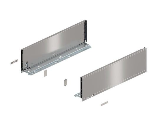 Blum LEGRABOX Pure 450 mm stainless steel drawer side, C‑height 177 mm, anti‑fingerprint full‑extension drawer hardware for kitchens and cabinetry