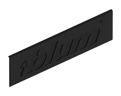 Blum LEGRABOX Pure carbon black matt external cover cap ZA7.0700, nylon rectangular press‑on cap with Blum logo for drawer side finishing