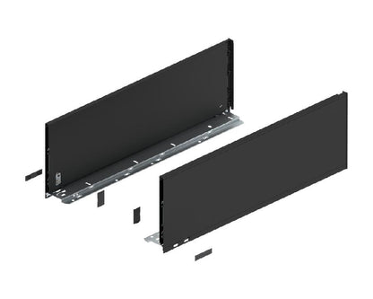 Blum LEGRABOX Pure F-height drawer side in carbon black matt, 550 mm, slim steel drawer hardware for kitchen cabinetry