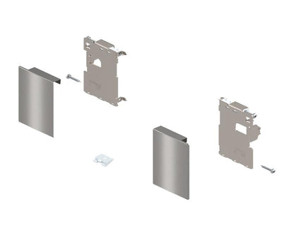 Blum LEGRABOX Pure stainless steel front‑fixing bracket for inner drawer (ZI70MIA), right + left pair, secure drawer front connection for LEGRABOX cabinetry