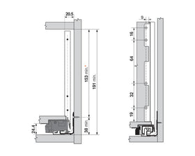 Blum LEGRABOX pure Front Fixing Component Glass Element Carbon Black ZI7.2CS0 by W&B