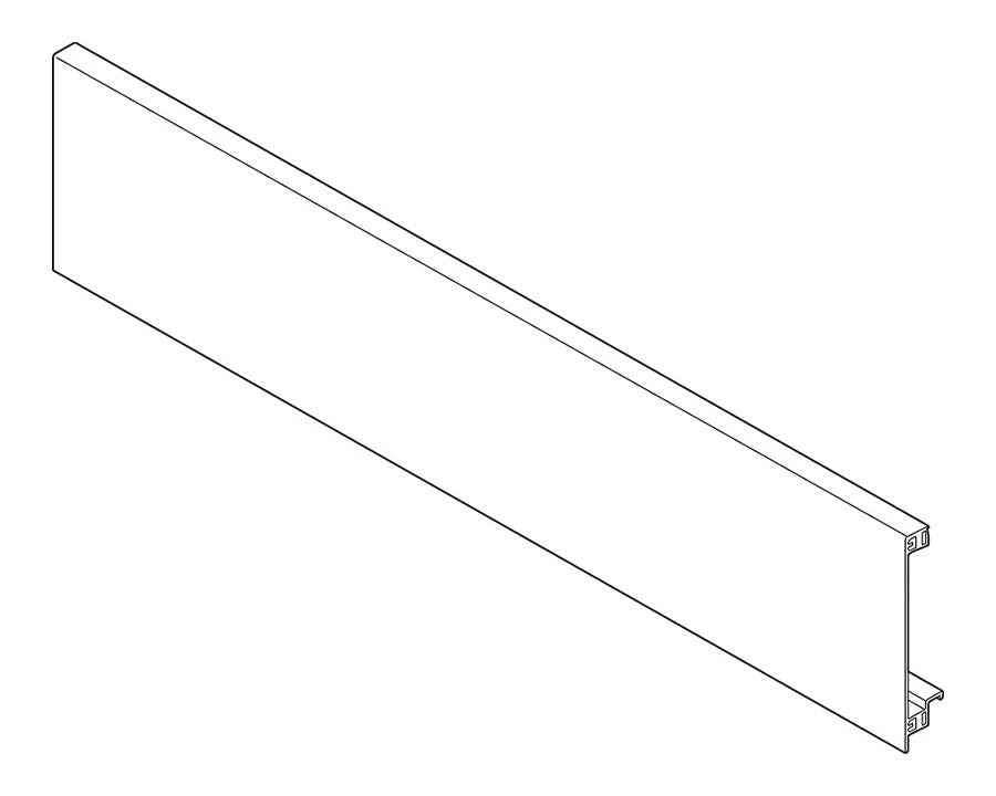 Blum LEGRABOX Pure stainless steel internal drawer front section with cross-gallery support, 1200 mm cut-to-size (ZV7.1043C01), modern aluminium front panel for inner pull-outs