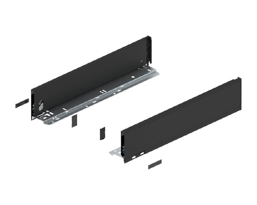 Blum LEGRABOX Pure drawer side, carbon black matt, 450 mm K‑height (128.5 mm) steel drawer hardware for kitchen and cabinetry
