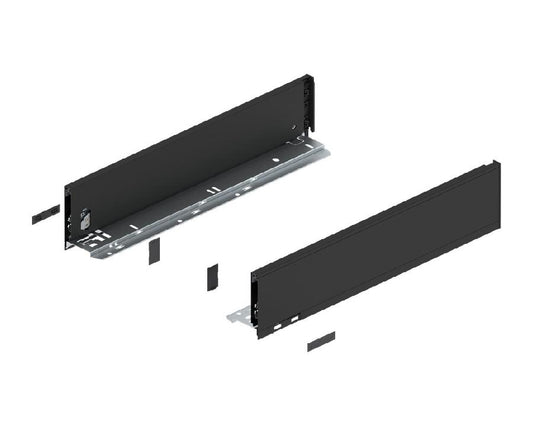 Blum LEGRABOX Pure drawer side, carbon black matt, 450 mm K‑height (128.5 mm) steel drawer hardware for kitchen and cabinetry