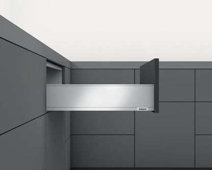 Blum LEGRABOX Pure drawer side, carbon black matt, 450 mm K‑height (128.5 mm) steel drawer hardware for kitchen and cabinetry