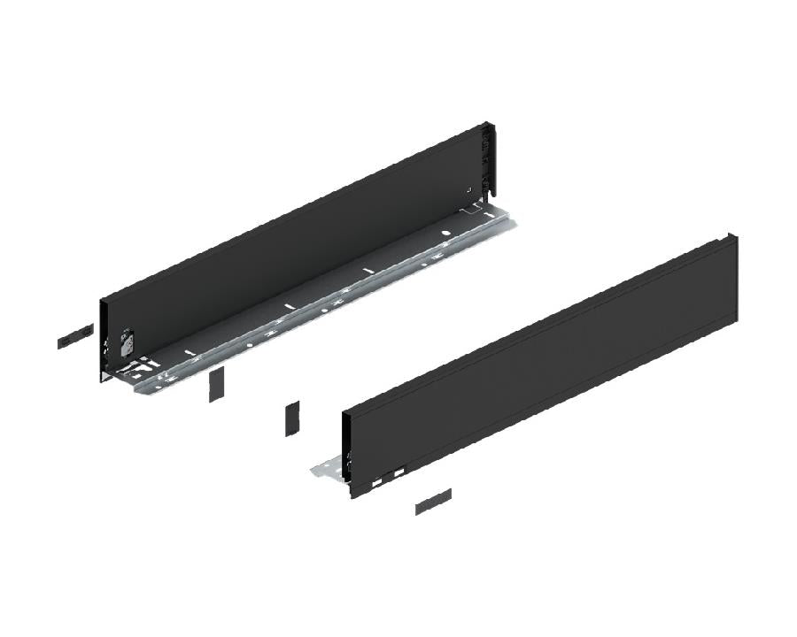 Blum LEGRABOX Pure drawer side, carbon black matt finish, 550 mm K‑height (128.5 mm) steel drawer hardware for kitchen and cabinetry
