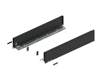 Blum LEGRABOX Pure drawer side, carbon black matt finish, 550 mm K‑height (128.5 mm) steel drawer hardware for kitchen and cabinetry
