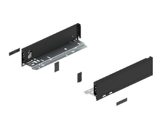 Blum LEGRABOX Pure M‑height drawer side, carbon black matt finish, 270 mm steel drawer hardware for modern cabinetry