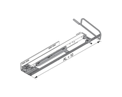 650 mm side stabiliser rod for Blum LEGRABOX pure drawer system in dust grey