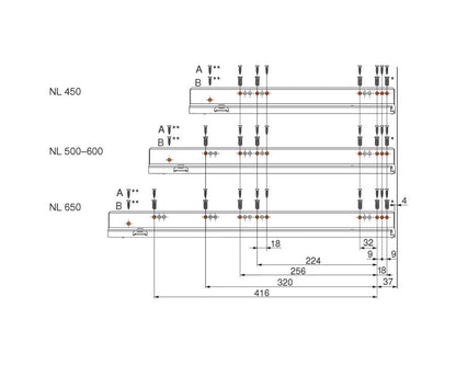 Right‑hand Blum LEGRABOX 500 mm carcase runner, zinc‑plated steel, 70 kg dynamic load, with integrated BLUMOTION S soft‑close