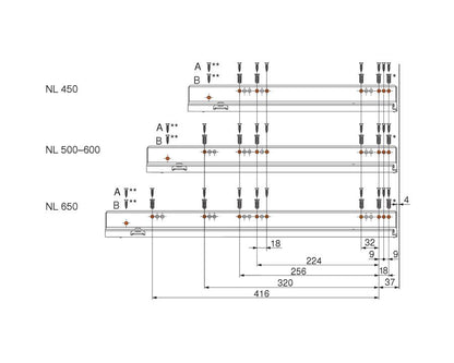 Right‑hand Blum LEGRABOX 550 mm carcase runner, zinc‑plated steel, 70 kg dynamic load, built‑in BLUMOTION S soft‑close 