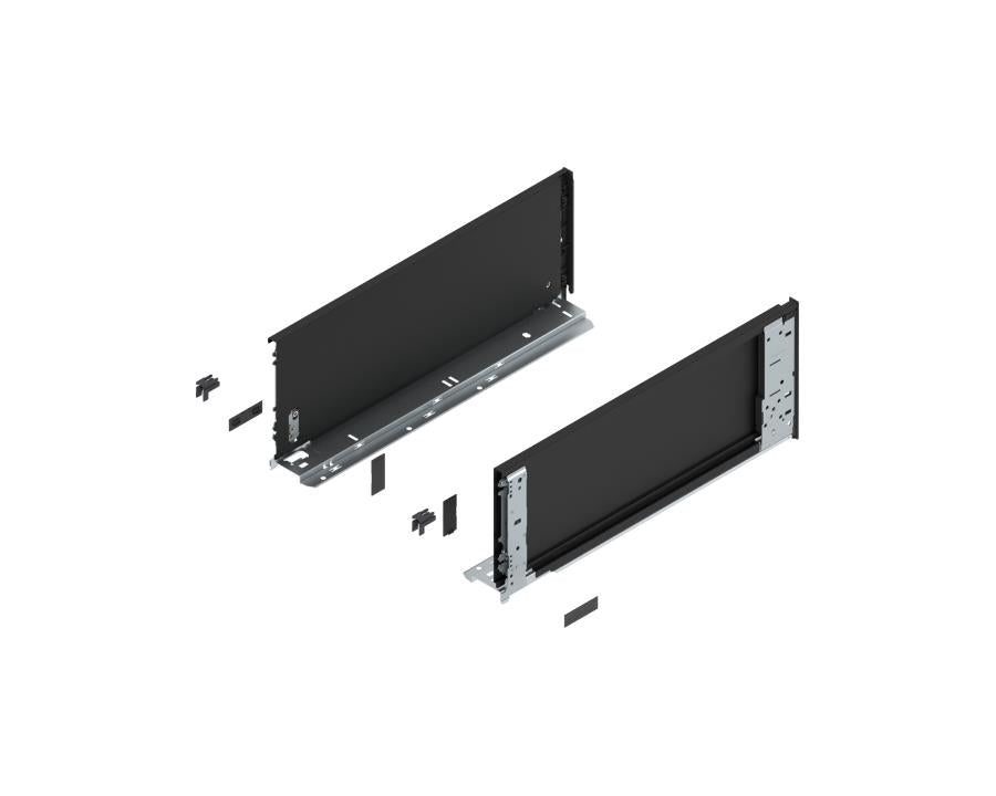Blum LEGRABOX special edition 500 mm C‑height inner drawer sides in carbon black matt – steel drawer sides for custom cabinetry and full‑extension drawers