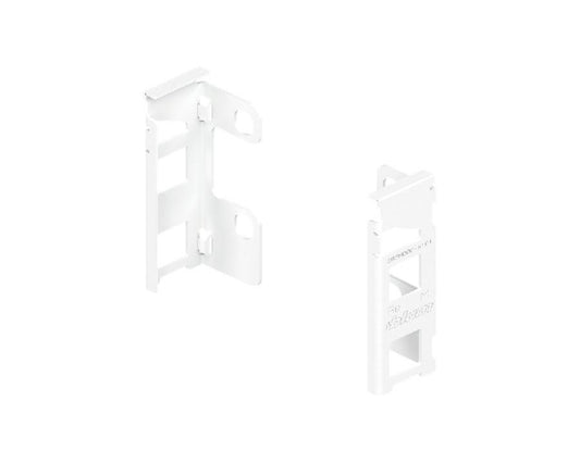 Silk white M‑height LEGRABOX pure back fixing brackets (left + right), steel construction, for LEGRABOX drawer system