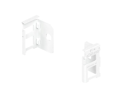 Silk‑white LEGRABOX pure N‑height back fixing bracket set (left + right), steel chipboard back mount
