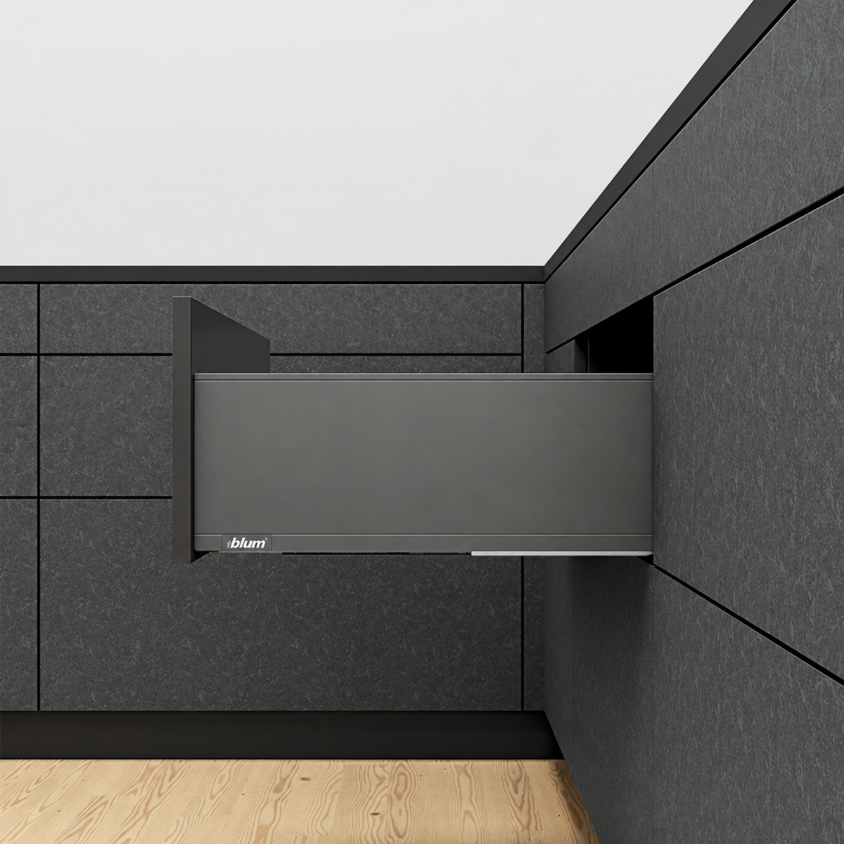 Blum LEGRABOX pure High Fronted C Height 177MM drawer 450MM Integrated BLUMOTION in Orion Grey 40KG WBL1059 by W&B