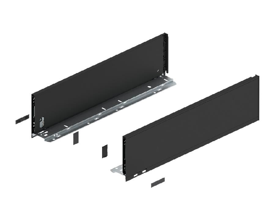 Blum LEGRABOX pure 500 mm drawer side, C‑height (177 mm), carbon black matt steel, left + right pair