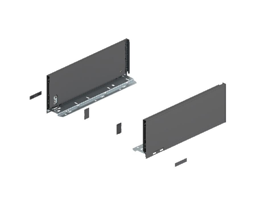 Blum LEGRABOX pure Orion grey drawer side set, C‑height 177 mm, 350 mm nominal length