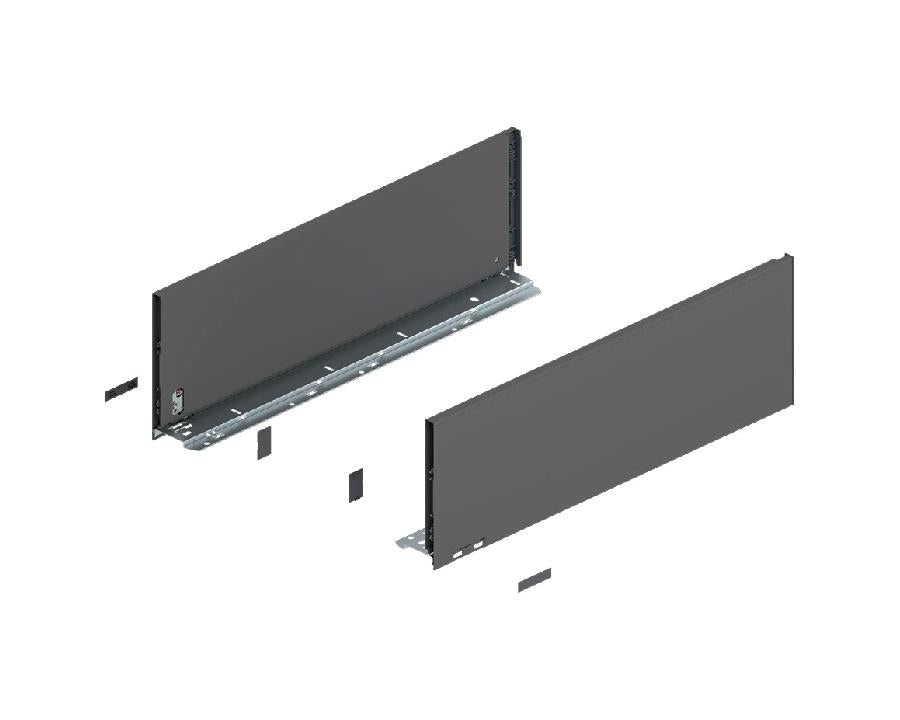 Blum LEGRABOX pure Orion‑grey steel drawer side, F‑height (241 mm), 550 mm nominal length 