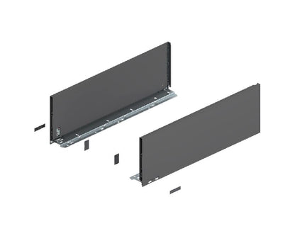 Blum LEGRABOX pure Orion‑grey steel drawer side, F‑height (241 mm), 550 mm nominal length 