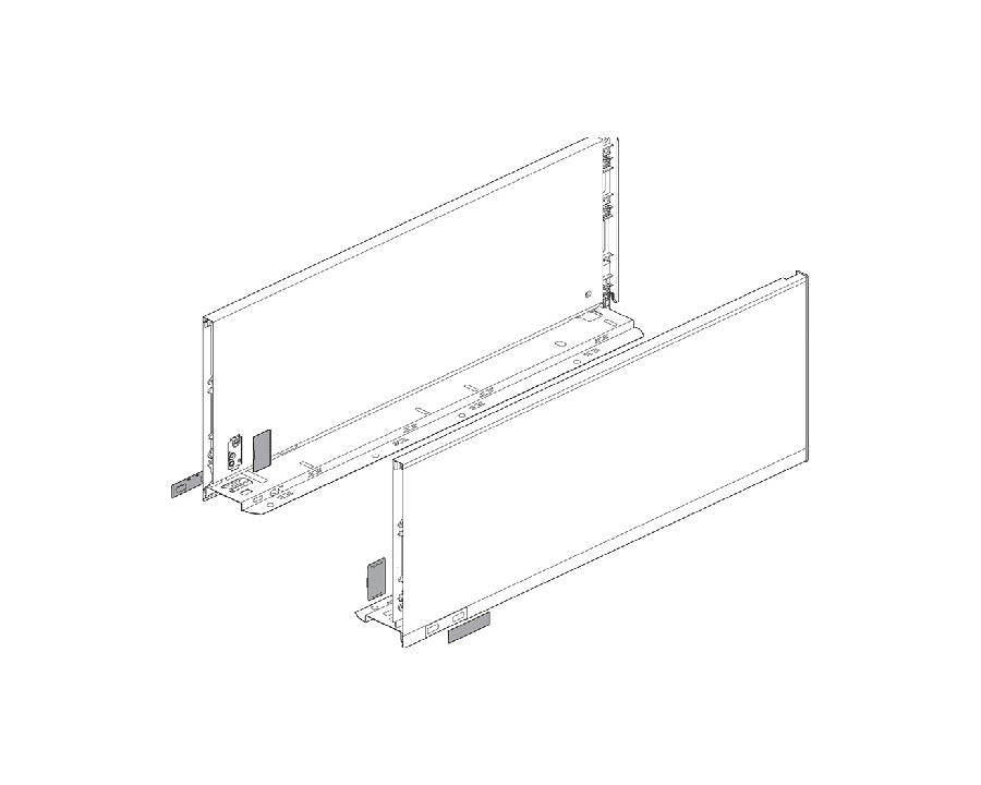 Blum LEGRABOX pure Orion‑grey steel drawer side, F‑height (241 mm), 550 mm nominal length 