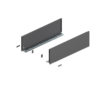 Blum LEGRABOX pure Orion‑grey steel drawer side, F‑height (241 mm), 600 mm nominal length