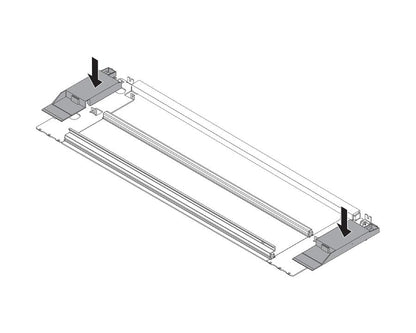 Blum LEGRABOX pure front fixing glass‑element bracket in silk white (C‑height), steel design, left + right (ZI7.2CS0)