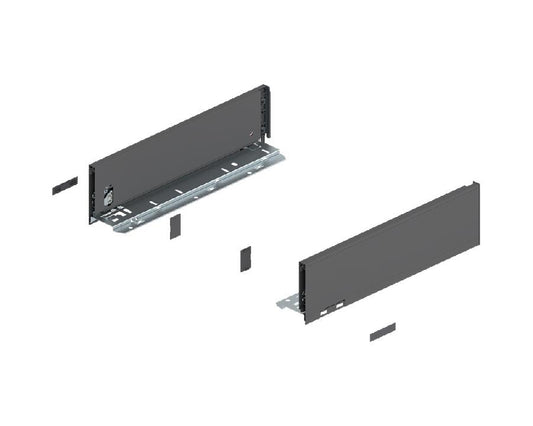 Blum LEGRABOX pure Orion‑grey steel drawer side, K‑height (128.5 mm), 350 mm length